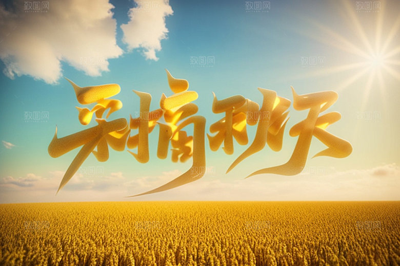 秋季入秋创意艺术字