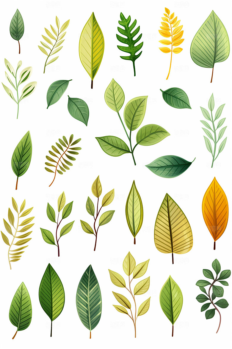 秋天简约森林元素插画