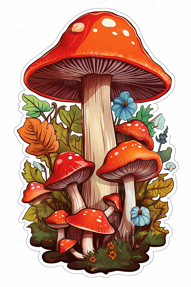 秋天简约自然元素插画