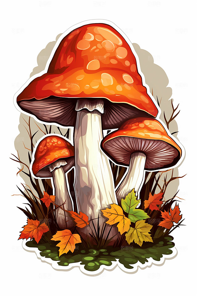 秋天森林清新元素插画
