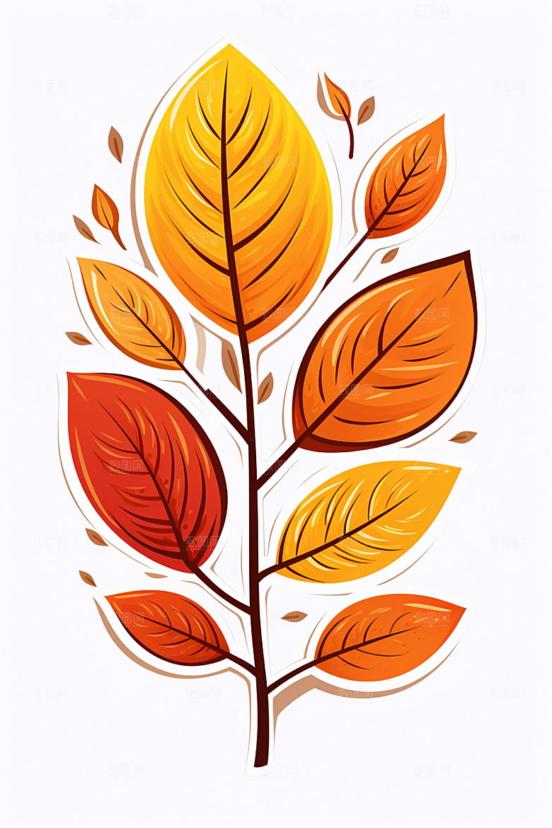 秋天秋日清新元素插画