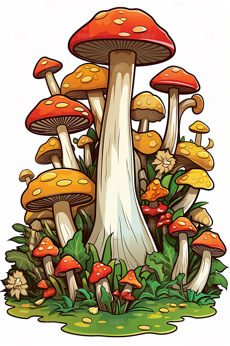 秋天简约森林元素插画