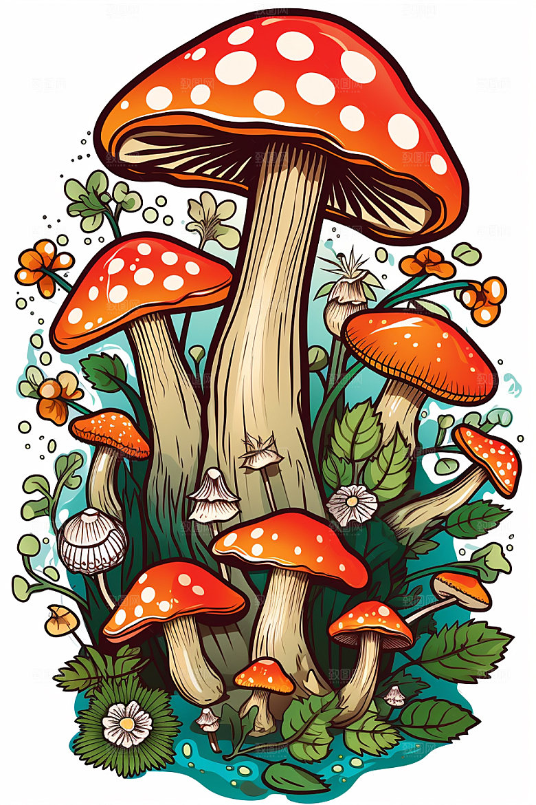 秋天森林自然元素插画