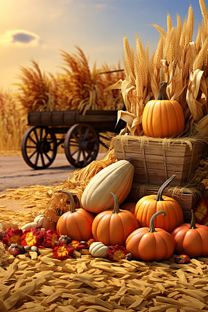 秋日丰收农场秋季素材