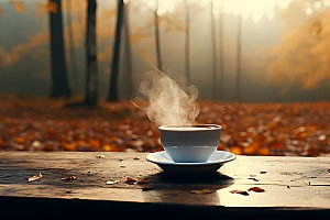 秋天下午茶高清氛围摄影图