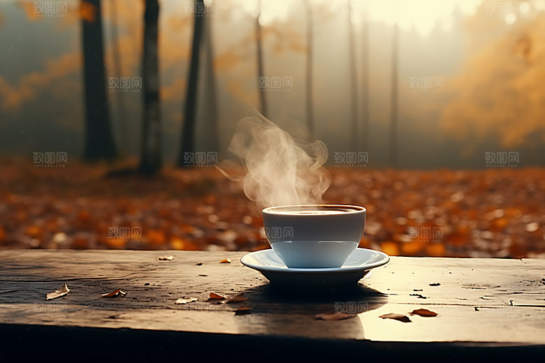 秋天下午茶高清氛围摄影图