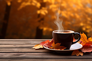 秋天下午茶高清自然摄影图