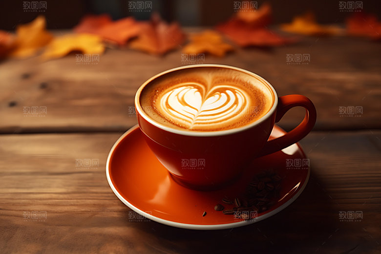 秋天下午茶自然秋色摄影图