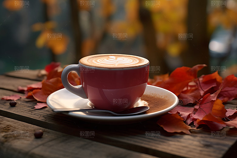 秋天下午茶秋日秋季摄影图