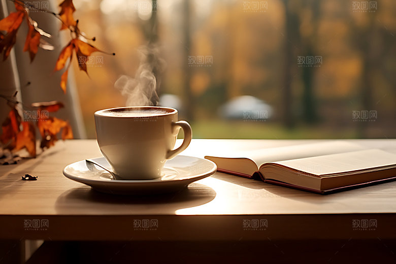 秋天下午茶秋日秋季摄影图
