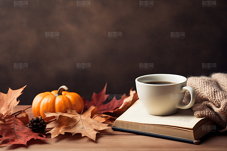 秋天下午茶自然高清摄影图
