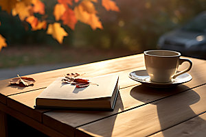 秋天下午茶秋季高清摄影图