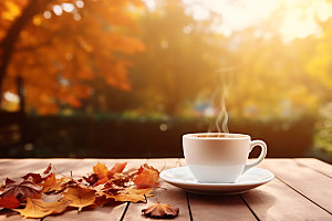 秋天下午茶高清秋色摄影图