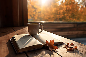 秋天下午茶自然高清摄影图