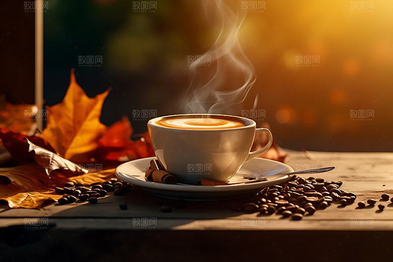 秋天下午茶秋色秋日摄影图