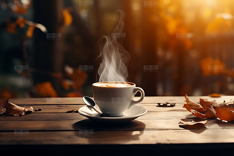 秋天下午茶秋日氛围摄影图