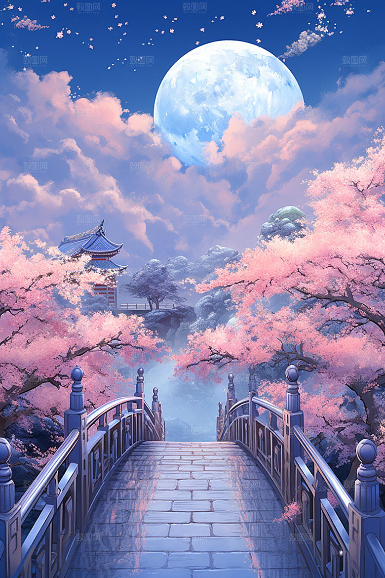 粉色七夕浪漫传统场景