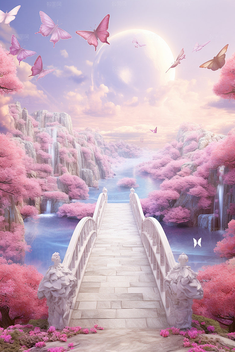 粉色七夕高清浪漫场景