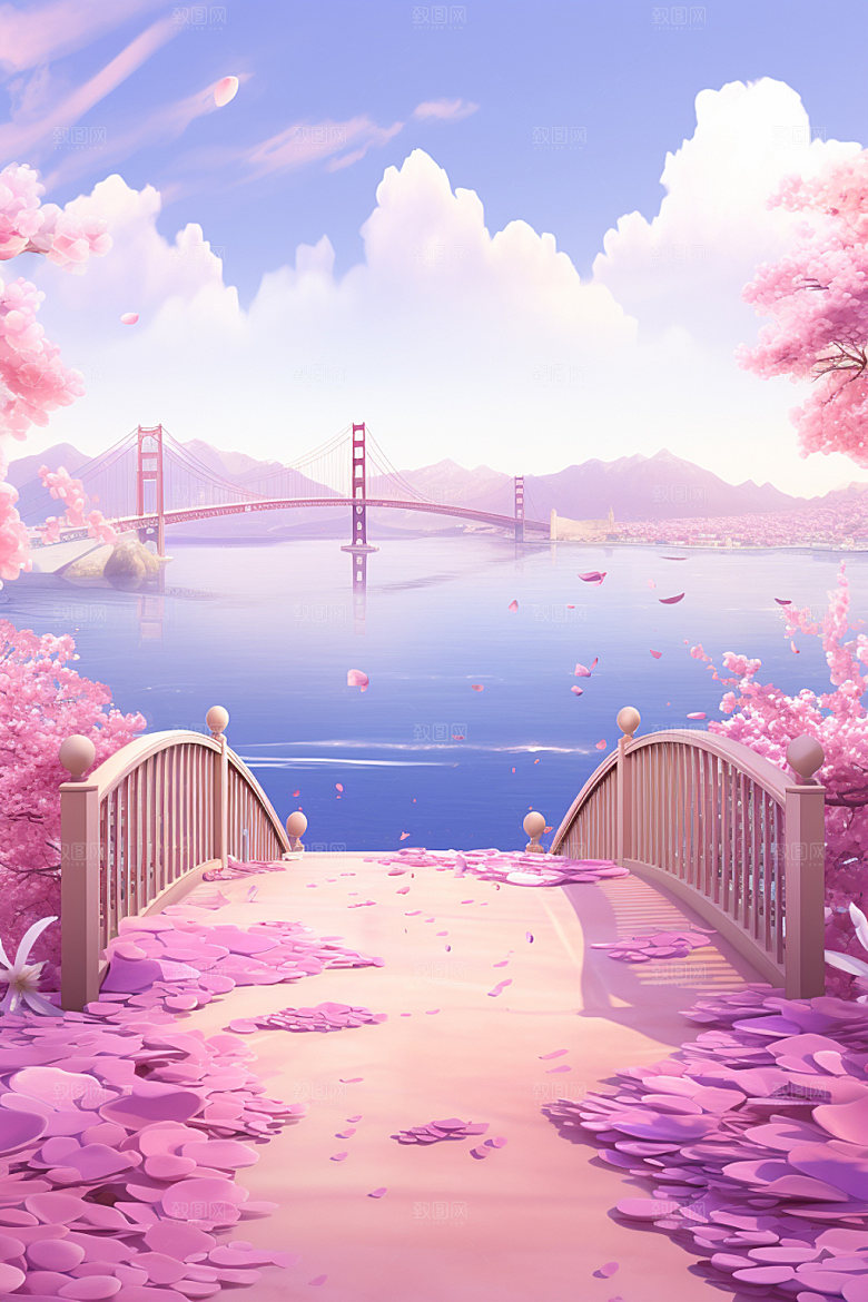 粉色七夕浪漫立体场景