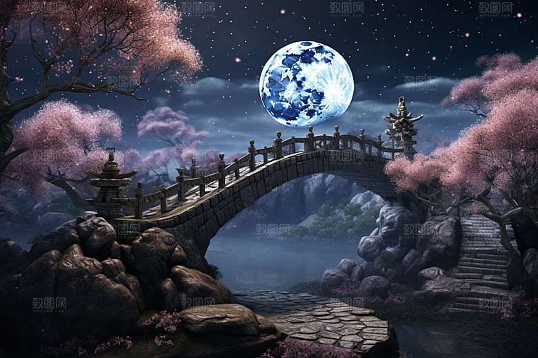 粉色七夕国风3D场景