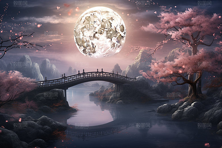 粉色七夕情人节传统场景