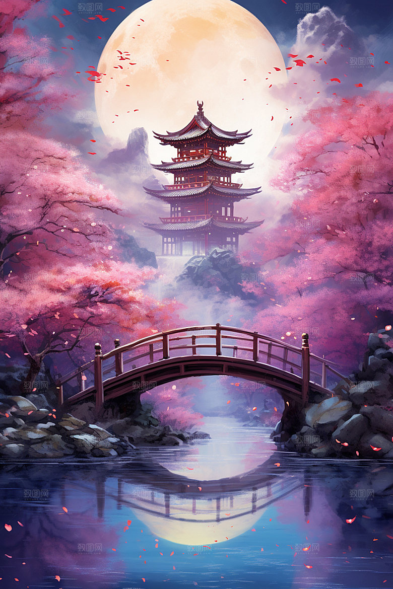 粉色七夕情人节立体场景
