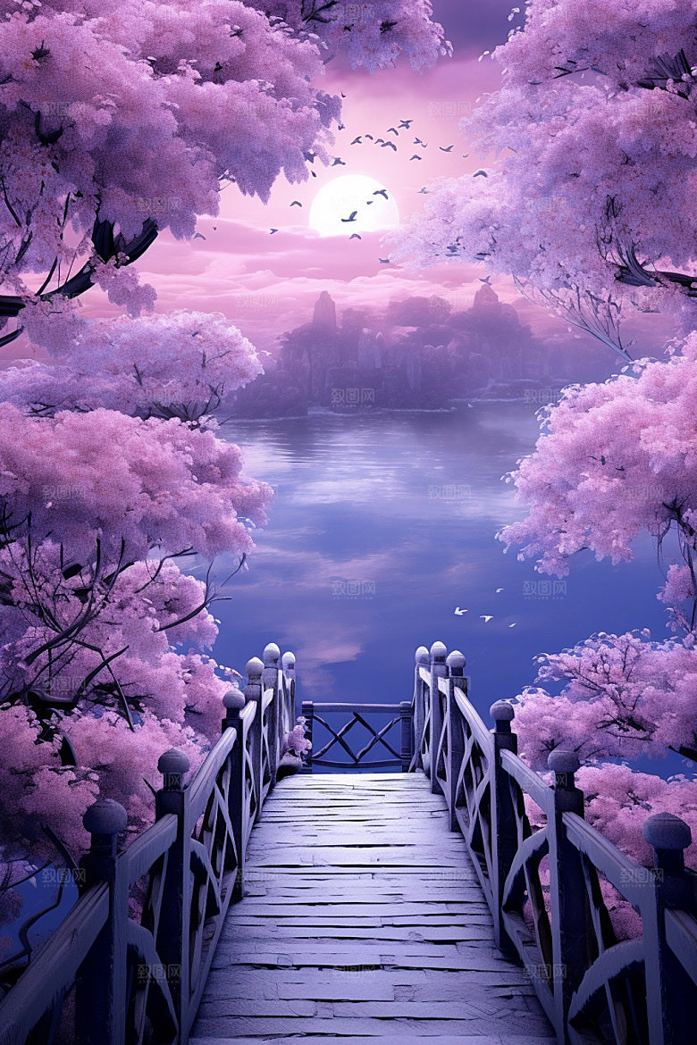 粉色七夕3D中式场景