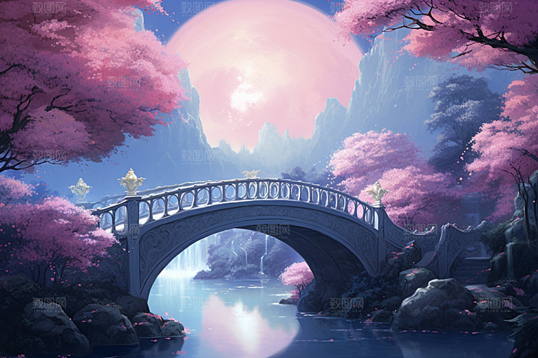 粉色七夕立体浪漫场景