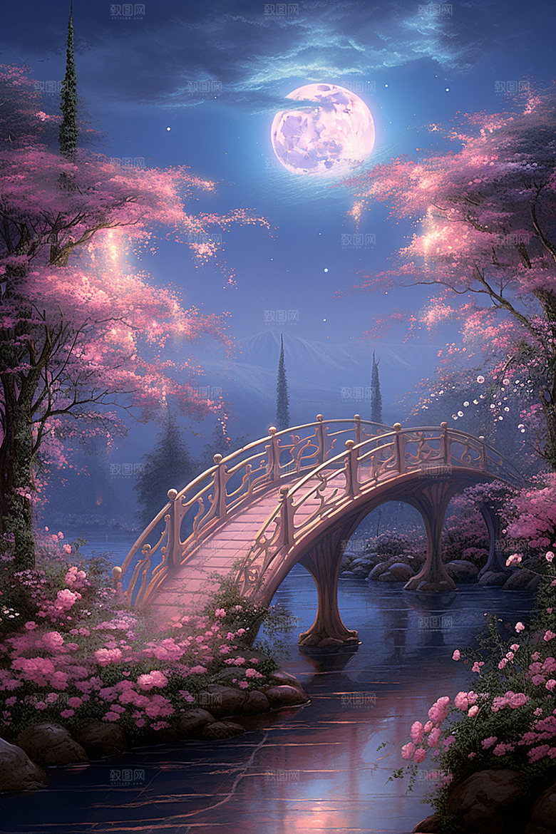 粉色七夕中式立体场景
