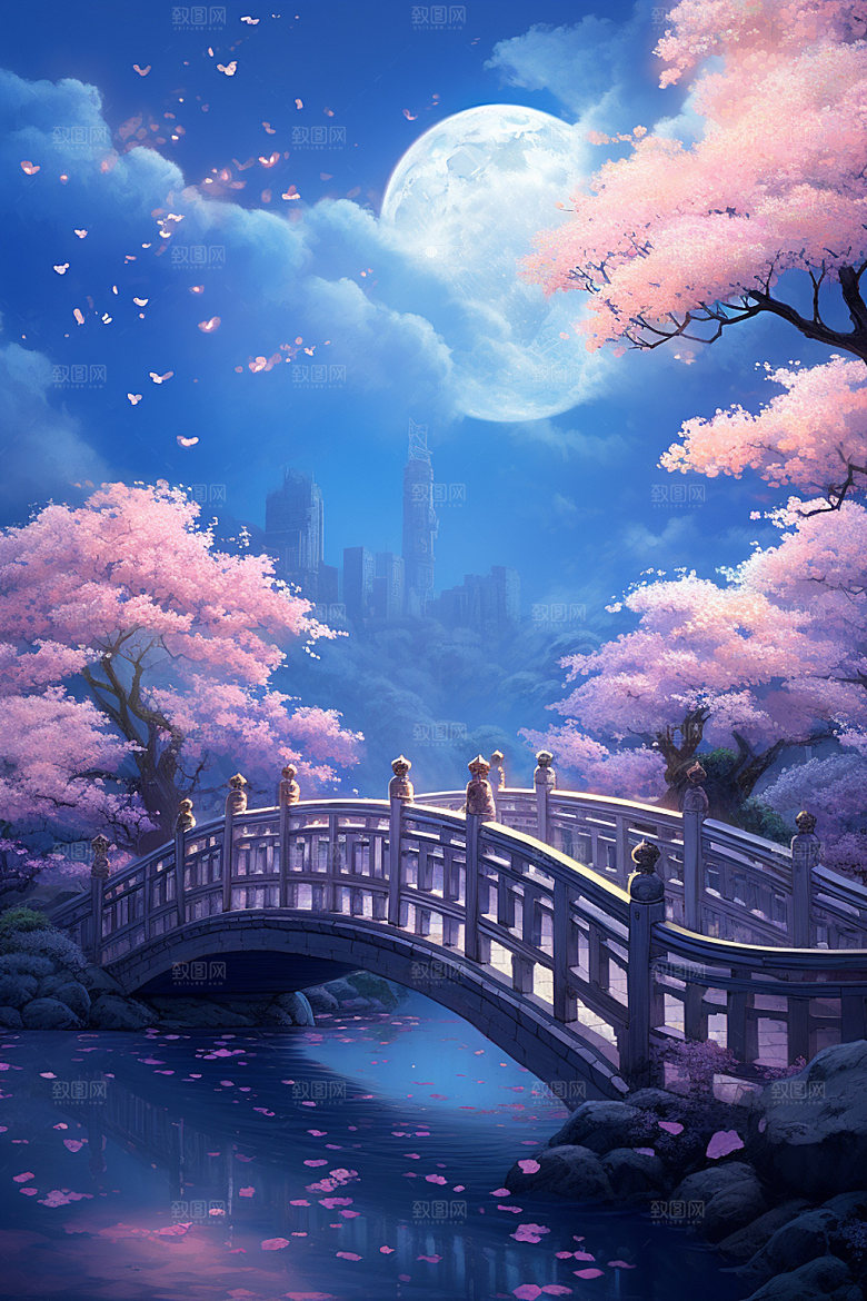 粉色七夕中式传统场景