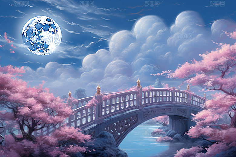 粉色七夕高清中式场景