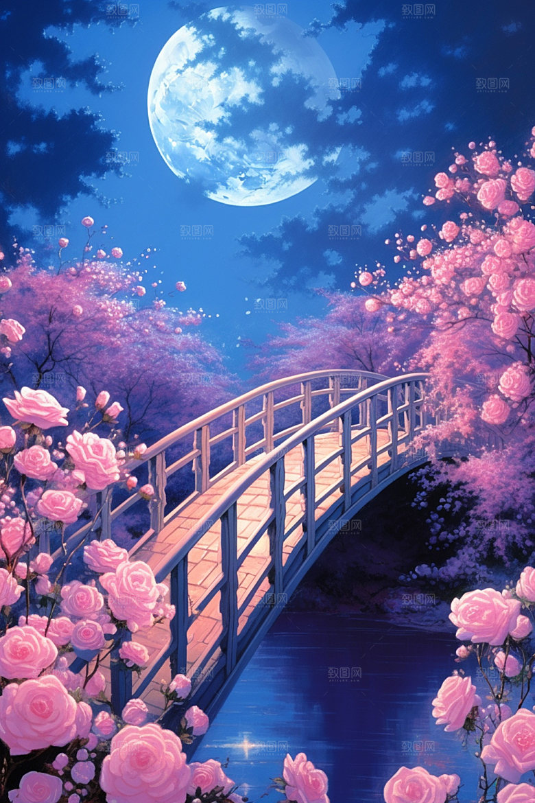 粉色七夕情人节浪漫场景
