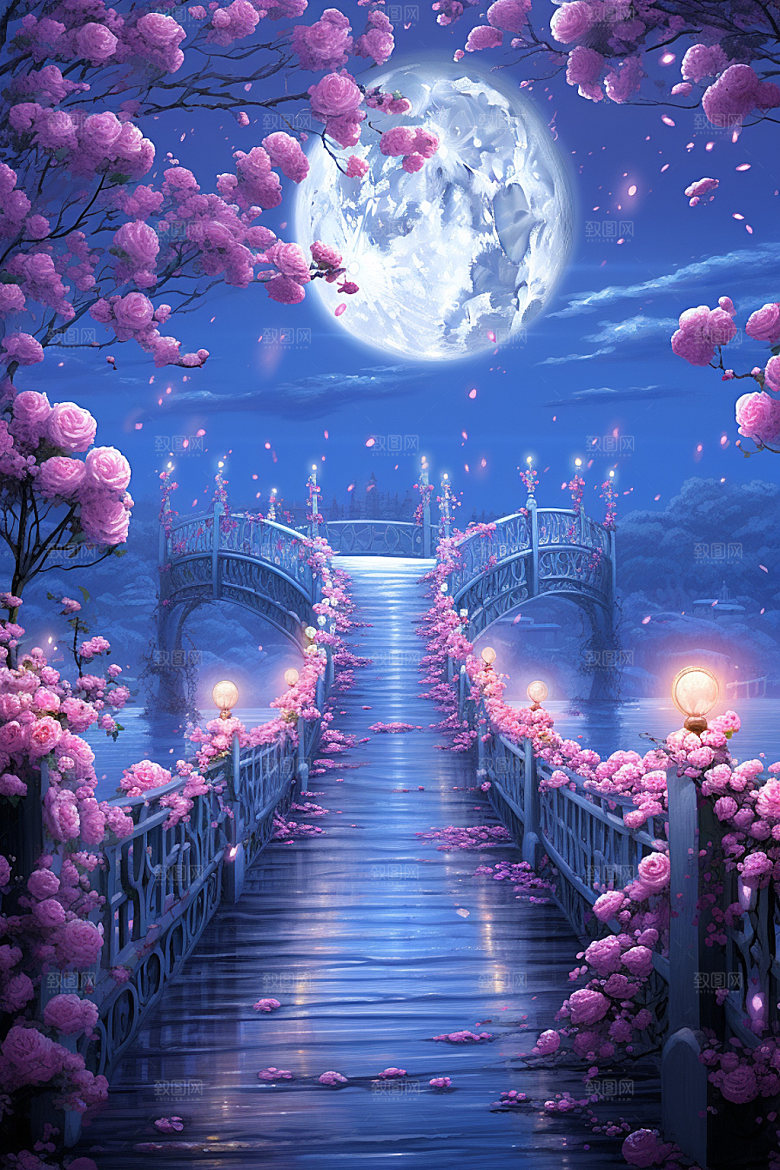 粉色七夕中式传统场景