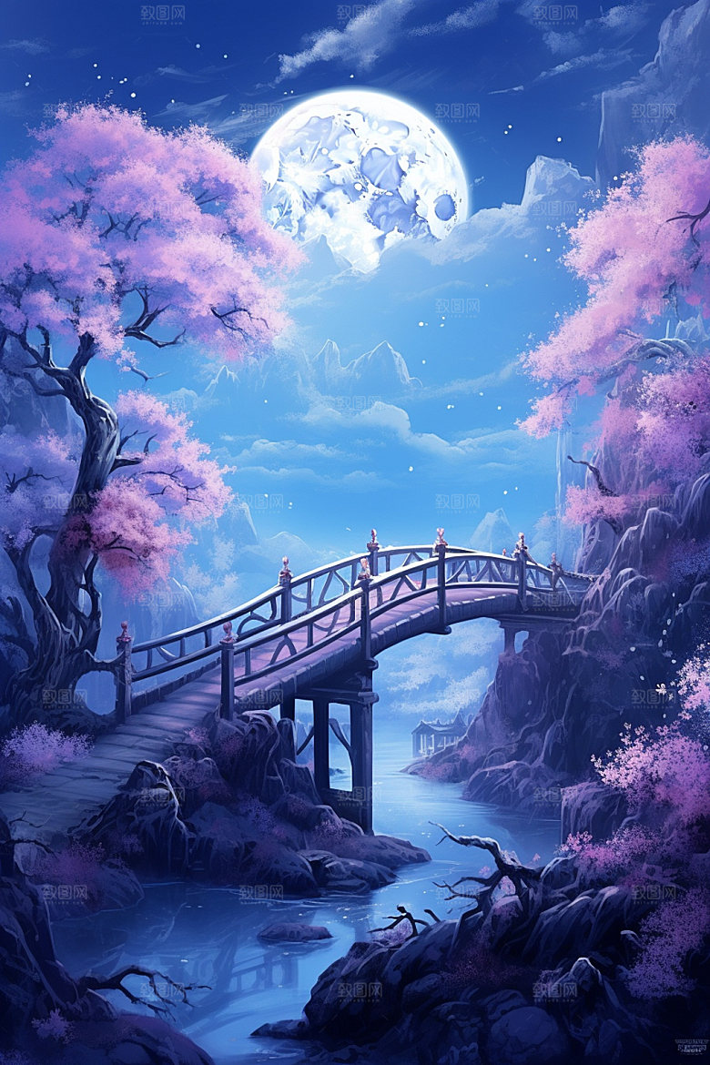 粉色七夕国风情人节场景