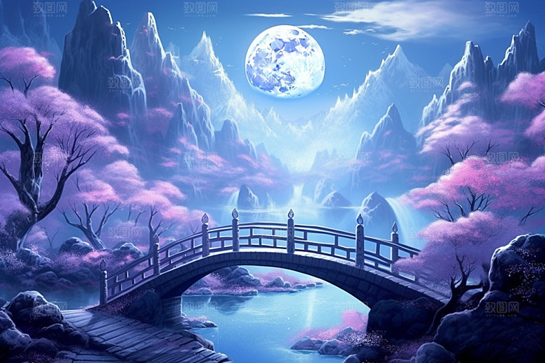 粉色七夕浪漫中式场景