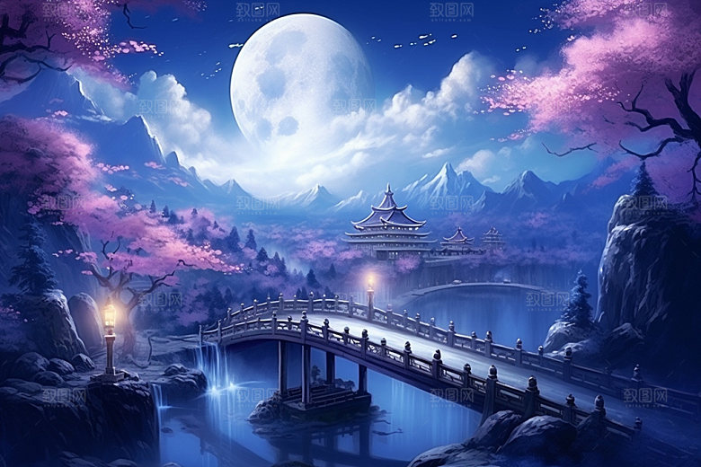 粉色七夕情人节立体场景