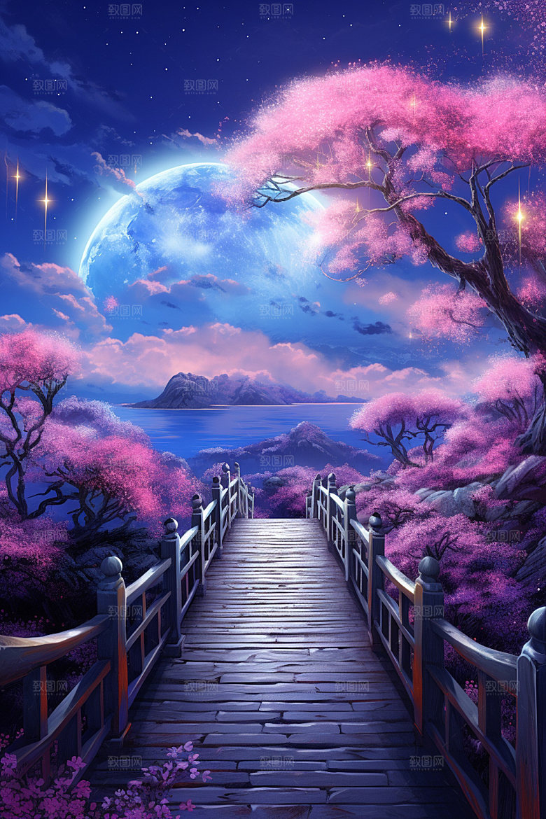 粉色七夕国风情人节场景
