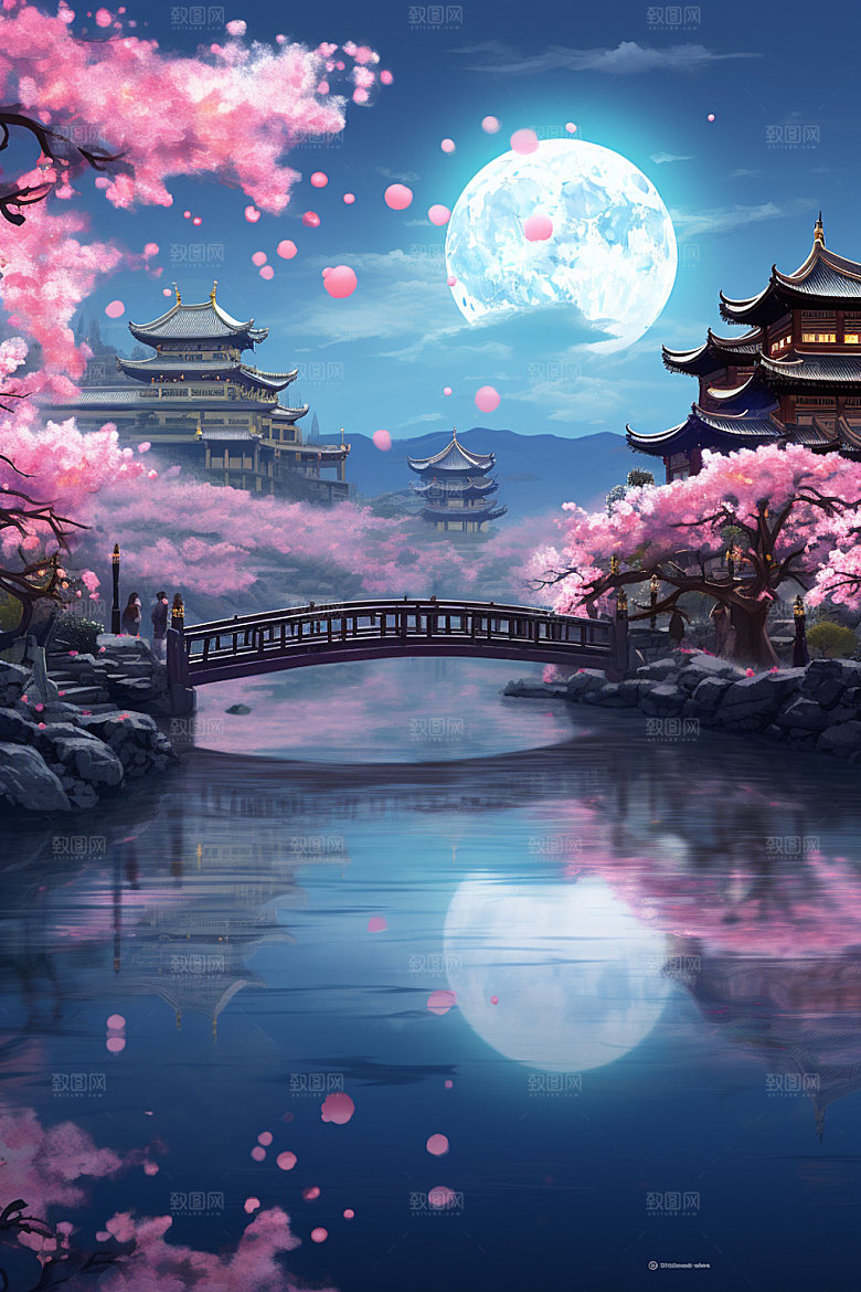 粉色七夕国风高清场景