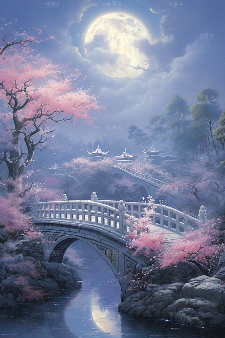 粉色七夕中式高清场景