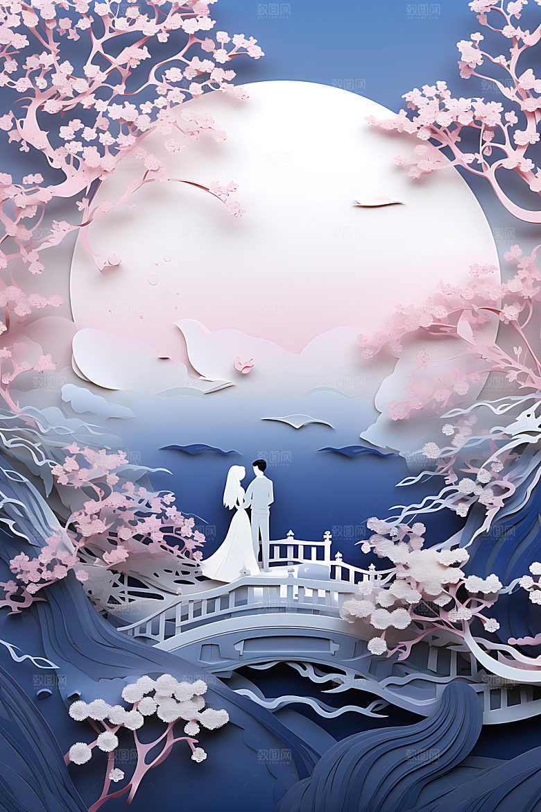 七夕浪漫传统文化艺术剪纸