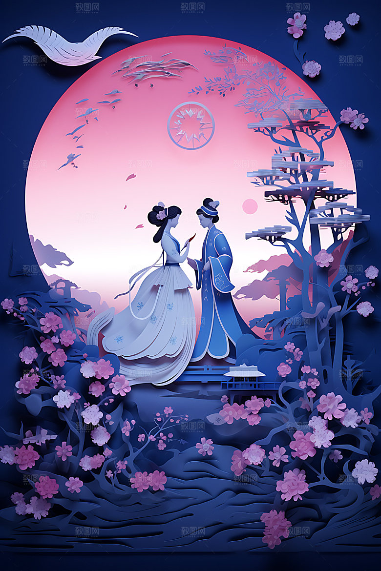 七夕精致传统文化艺术剪纸