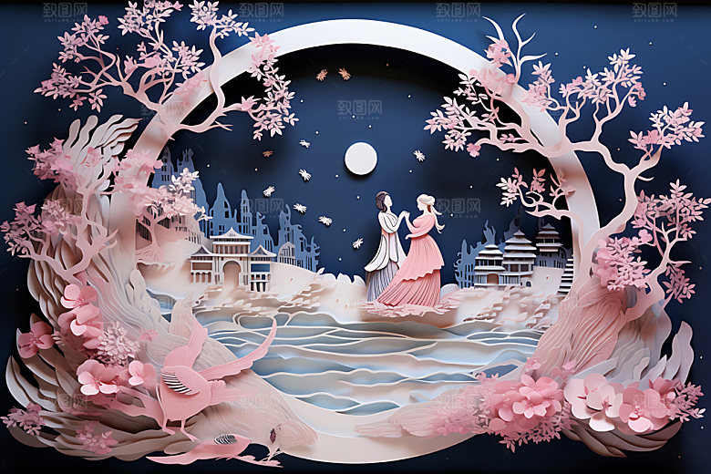 七夕精致传统文化艺术剪纸