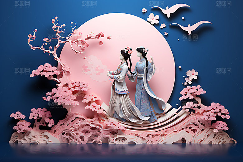七夕浪漫传统文化艺术剪纸