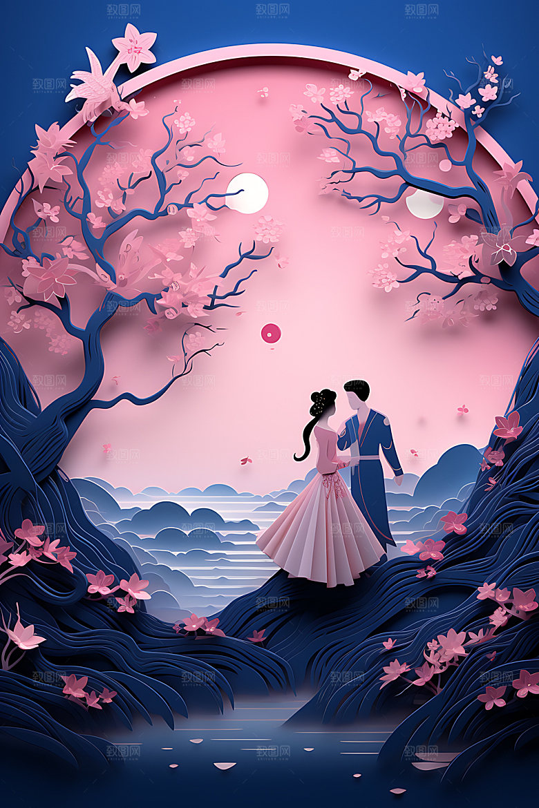 七夕情人节乞巧节艺术剪纸