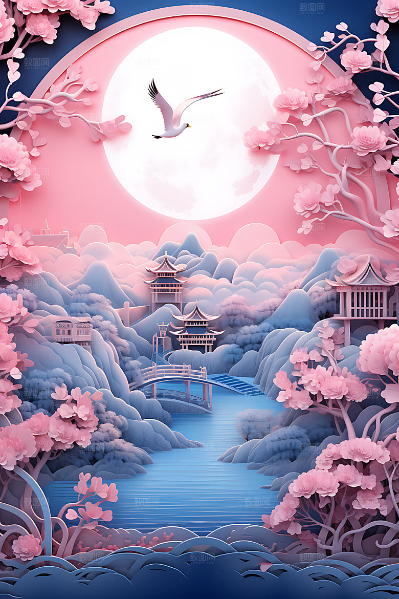 七夕鹊桥相会牛郎织女艺术剪纸