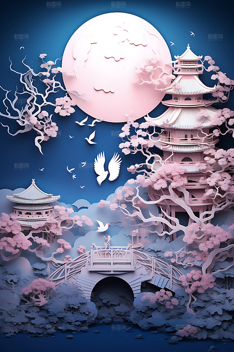七夕情人节中国风艺术剪纸