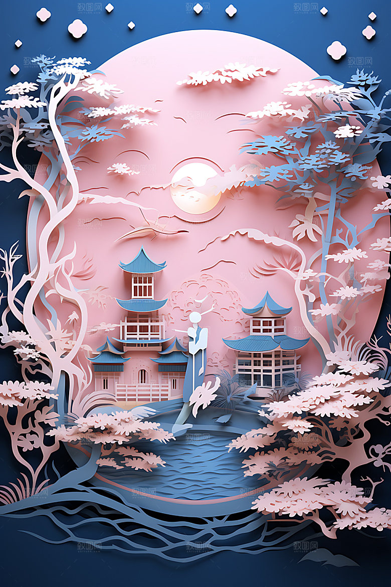 七夕中国风精致艺术剪纸