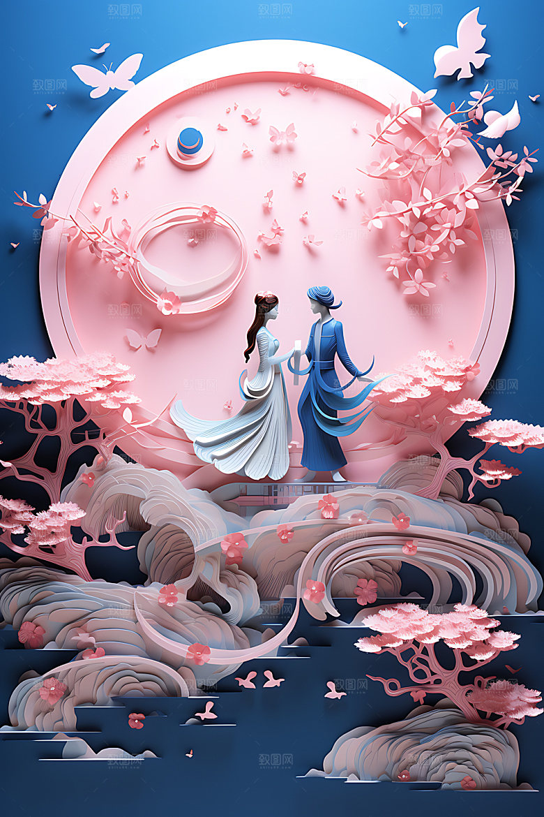 七夕情人节牛郎织女艺术剪纸