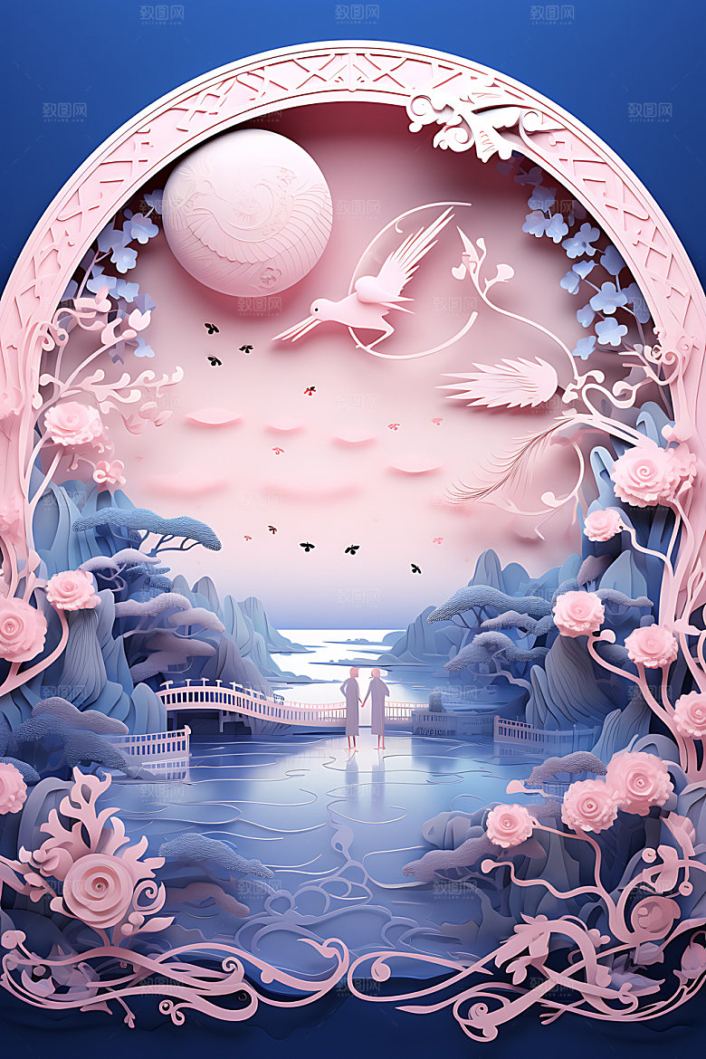七夕乞巧节精致艺术剪纸
