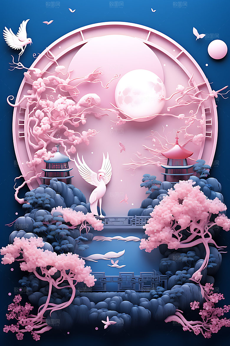 七夕鹊桥相会牛郎织女艺术剪纸